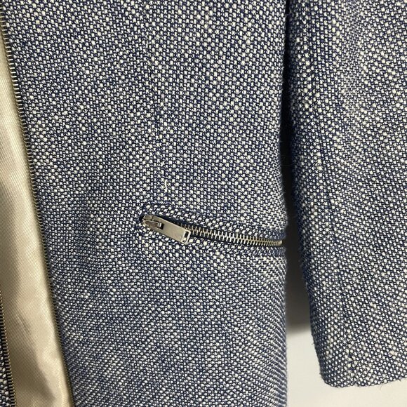 Zara Blue Tweed Blazer Jacket Size Small Preppy Workwear Cute Layering - Picture 5 of 8